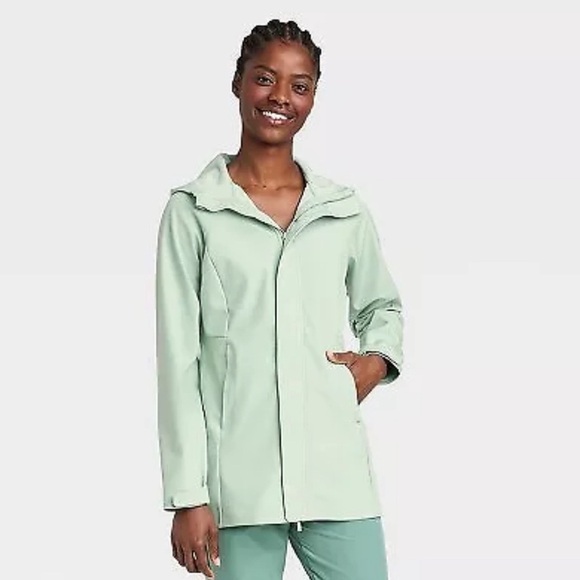 Women's Bonded Rain Jacket - All in Motion Fern Green M - Picture 4 of 4